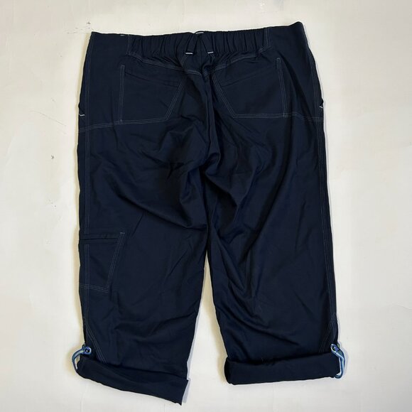 Vintage Nike Roll Up Capris Pants Womens L Navy Blue Tie cargo pocket Wide leg - Picture 7 of 12
